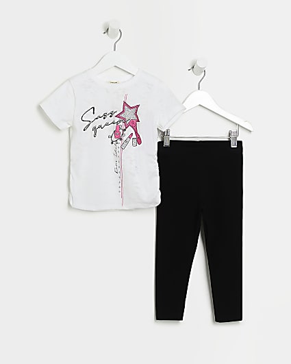 Mini girls white burn out t-shirt outfit