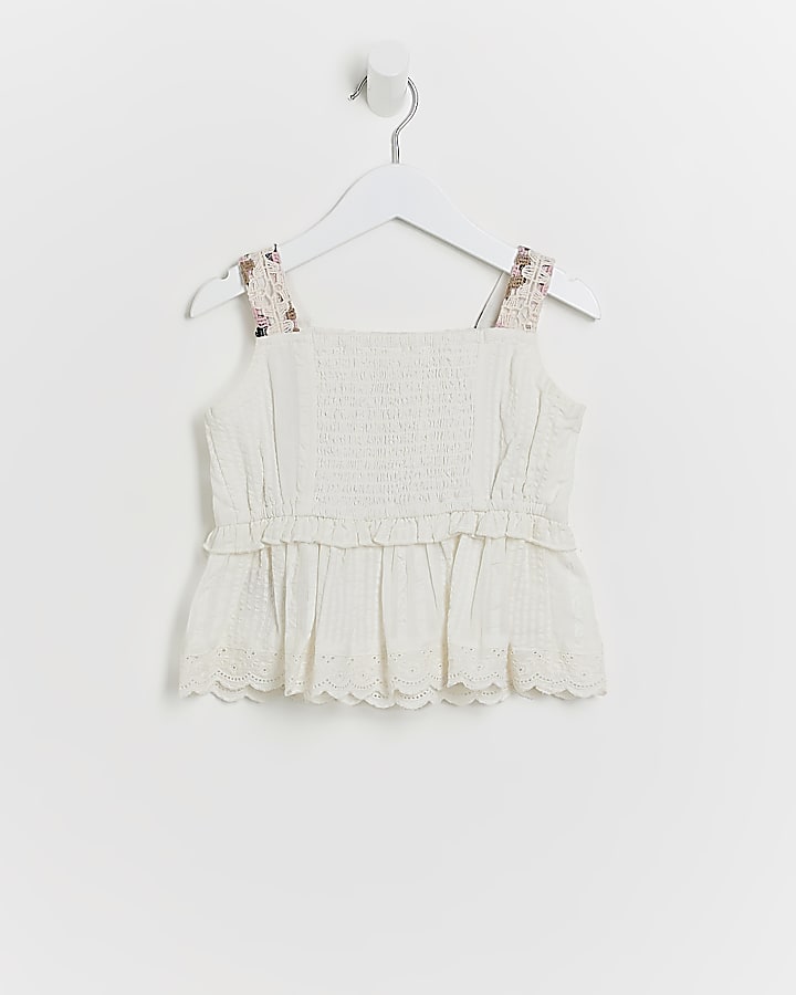 Mini girls white crochet top