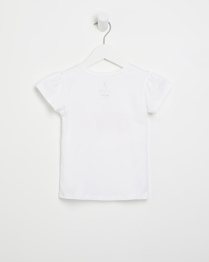 Mini girls white 'Diva' print t-shirt