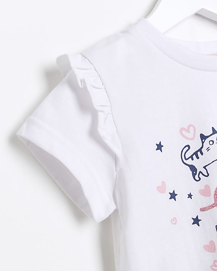 Mini Girls White ELLE Graphic T-shirt Set