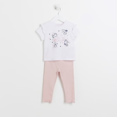 Mini Girls White ELLE Graphic T-shirt Set