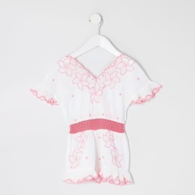 white embroidered playsuit