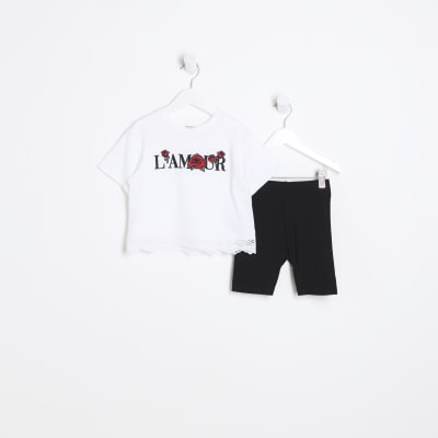 Mini girls white embroidered crochet set