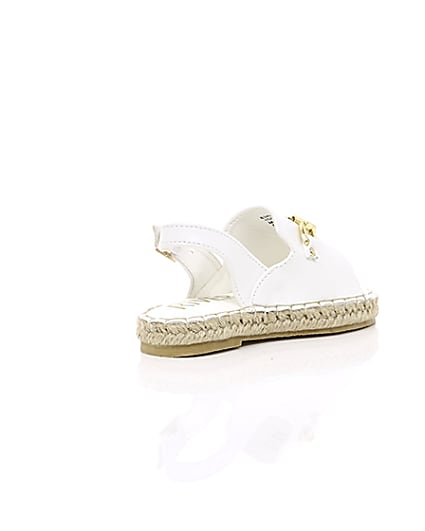 360 degree animation of product Mini girls white espadrille trim sandals frame-12