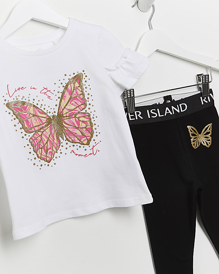 Mini girls white glitter butterfly outfit