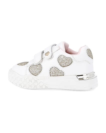 360 degree animation of product Mini girls White Glitter Heart trainers frame-4