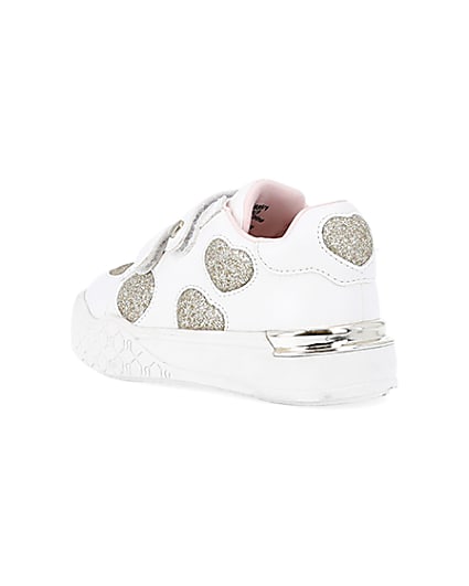 360 degree animation of product Mini girls White Glitter Heart trainers frame-6