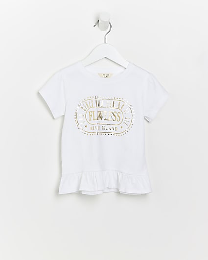 Mini girls white Graphic t-shirt