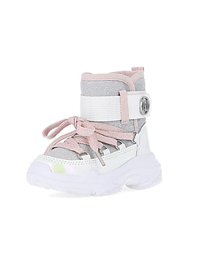 360 degree animation of product Mini girls White Hiker Ankle Boots frame-0