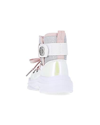 360 degree animation of product Mini girls White Hiker Ankle Boots frame-8
