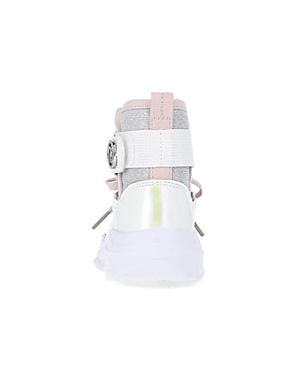 360 degree animation of product Mini girls White Hiker Ankle Boots frame-9