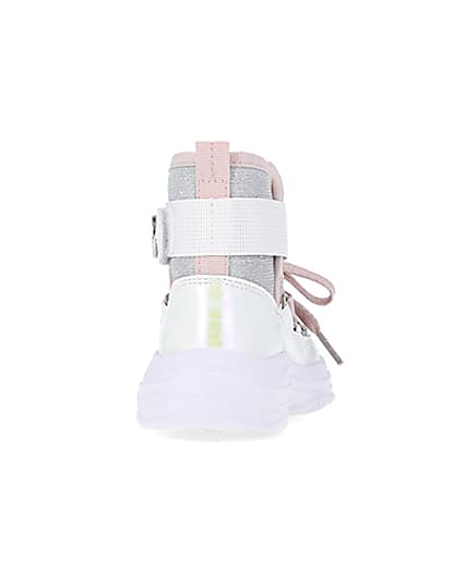 360 degree animation of product Mini girls White Hiker Ankle Boots frame-10