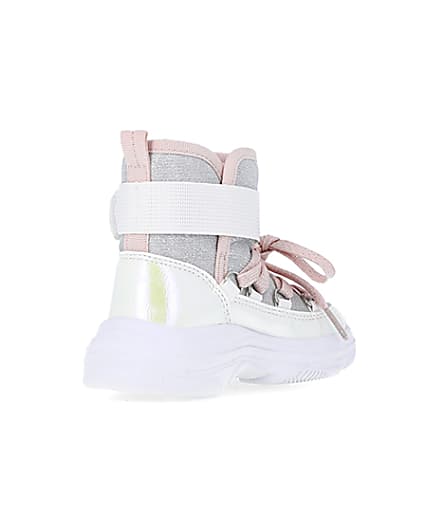 360 degree animation of product Mini girls White Hiker Ankle Boots frame-12