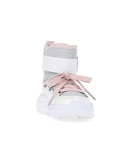 360 degree animation of product Mini girls White Hiker Ankle Boots frame-20