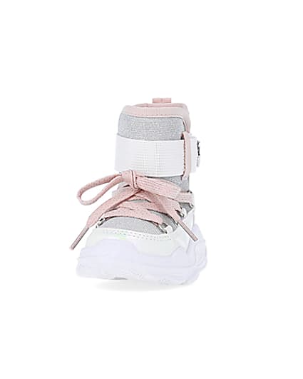 360 degree animation of product Mini girls White Hiker Ankle Boots frame-22