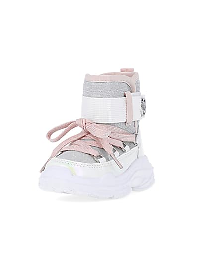 360 degree animation of product Mini girls White Hiker Ankle Boots frame-23