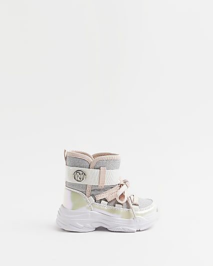 Mini girls White Hiker Ankle Boots