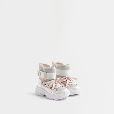 Mini girls White Hiker Ankle Boots