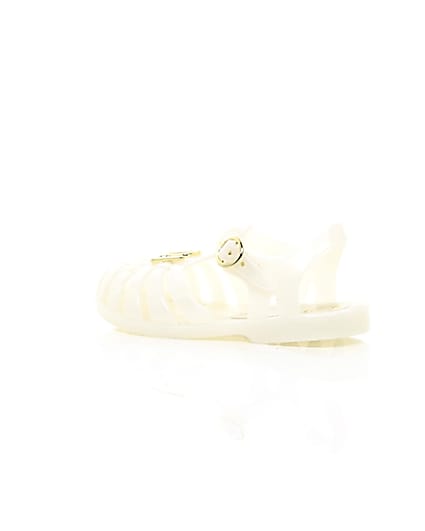360 degree animation of product Mini girls white jelly caged sandals frame-20