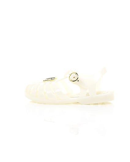 360 degree animation of product Mini girls white jelly caged sandals frame-21