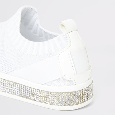 girls white trainers