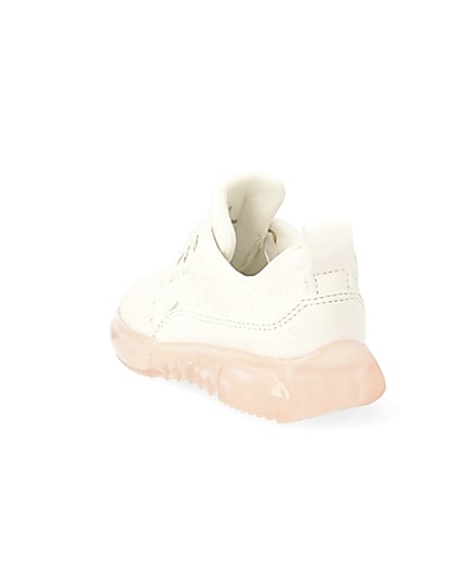 360 degree animation of product Mini girls white lace contrast sole trainers frame-7