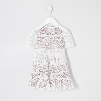 girls white skater dress