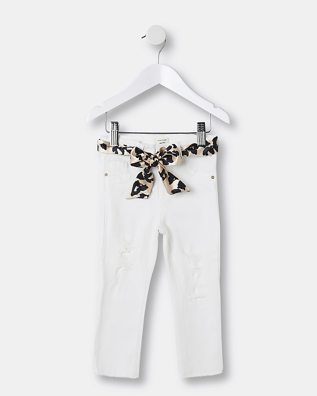 Mini girls white leopard belt Molly jeans