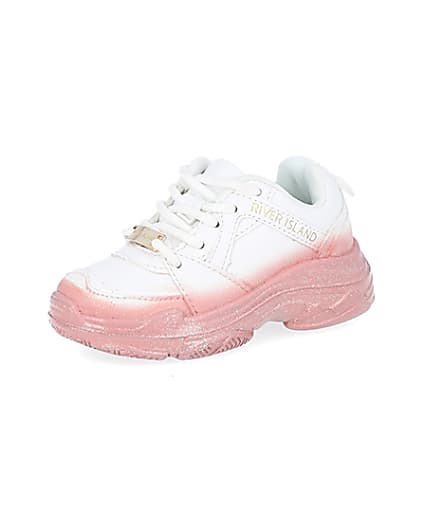 360 degree animation of product Mini girls white ombre chunky trainers frame-1