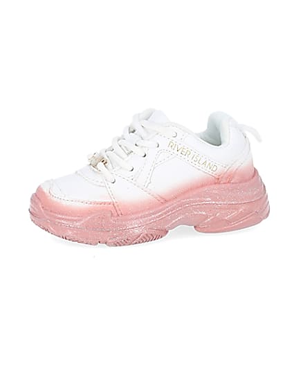 360 degree animation of product Mini girls white ombre chunky trainers frame-2