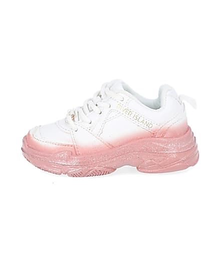 360 degree animation of product Mini girls white ombre chunky trainers frame-3
