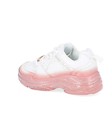 360 degree animation of product Mini girls white ombre chunky trainers frame-5