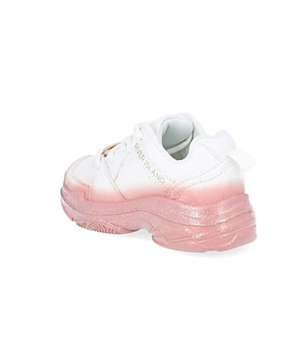 360 degree animation of product Mini girls white ombre chunky trainers frame-6