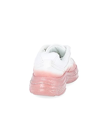 360 degree animation of product Mini girls white ombre chunky trainers frame-10