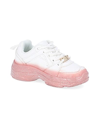 360 degree animation of product Mini girls white ombre chunky trainers frame-17