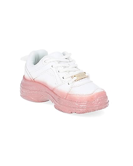 360 degree animation of product Mini girls white ombre chunky trainers frame-18