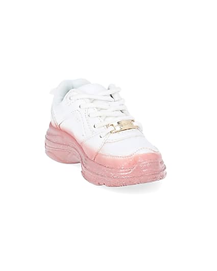 360 degree animation of product Mini girls white ombre chunky trainers frame-19