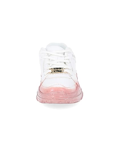 360 degree animation of product Mini girls white ombre chunky trainers frame-21