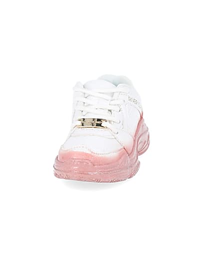 360 degree animation of product Mini girls white ombre chunky trainers frame-22