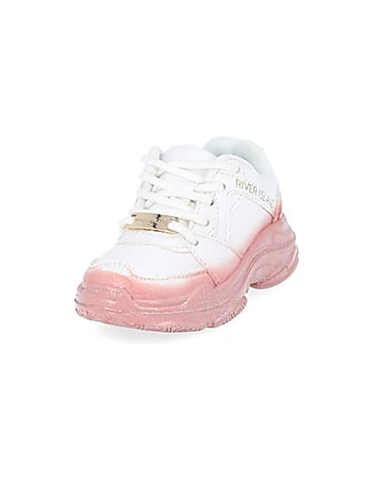 360 degree animation of product Mini girls white ombre chunky trainers frame-23