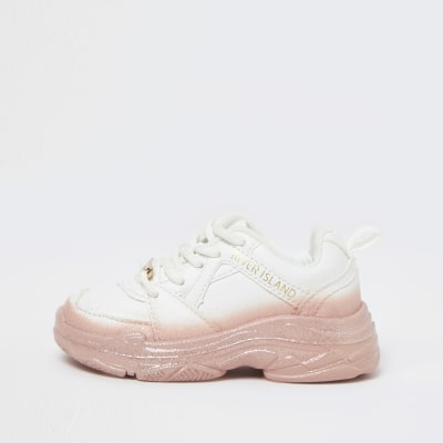 girls chunky white trainers