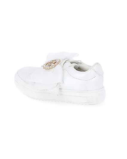 360 degree animation of product Mini girls white organza RI bow trainers frame-4