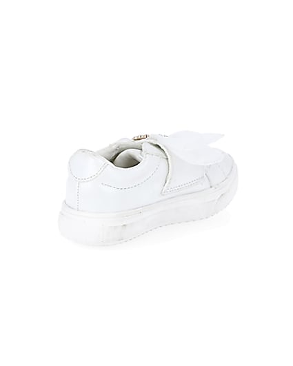 360 degree animation of product Mini girls white organza RI bow trainers frame-11