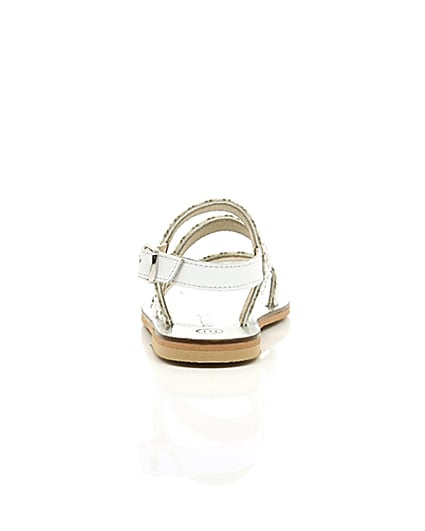 360 degree animation of product Mini girls white pearl sling back sandals frame-18