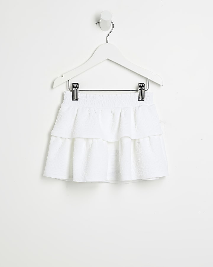 Mini girls white rara skirt