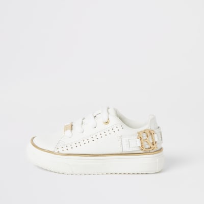 river island black and gold trainers