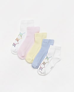 Mini girls white RI trainer socks 5 pack