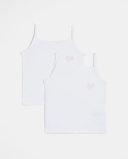 Mini girls white RI vest 2 pack