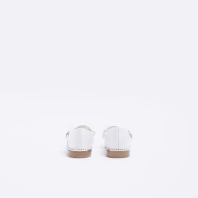 Mini girls white Satin Bow ballerina shoes