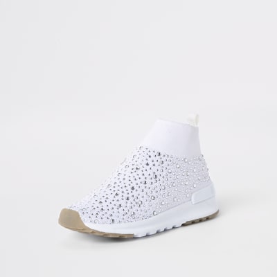white sequin trainers